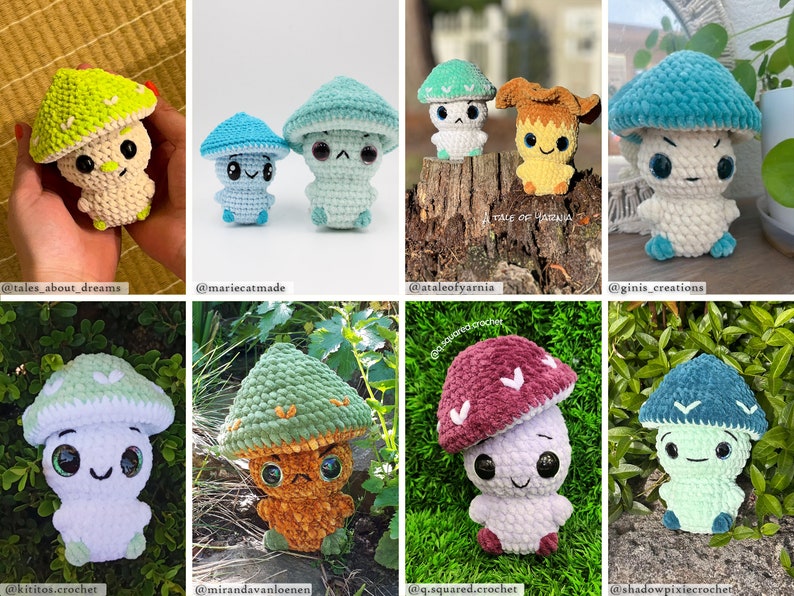 Mushroom Trio No-sew Amigurumi Crochet Pattern US terms PDF zdjęcie 9