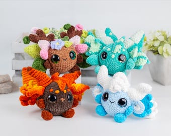Elemental Dragons Amigurumi Crochet 4 Patterns Bundle US Terms PDF