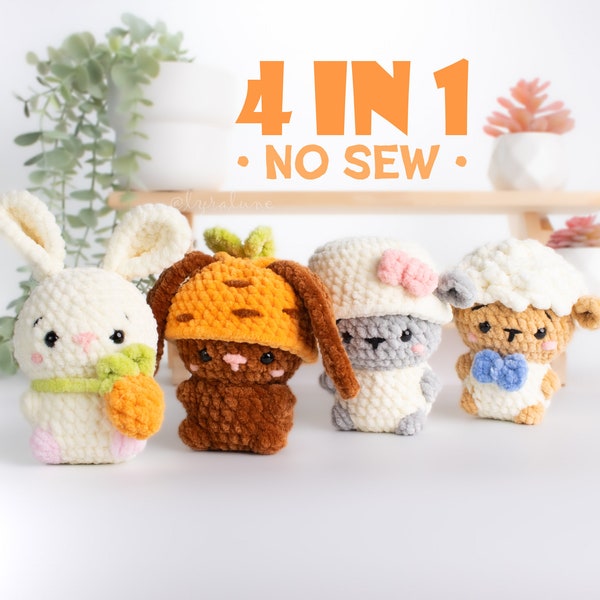 Farm Critters Bundle No Sew Amigurumi Crochet Pattern • US terms PDF