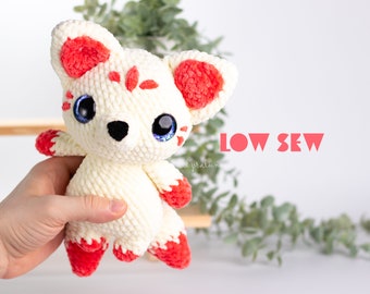 Kitsune Low-Sew Amigurumi Crochet Pattern • US terms PDF