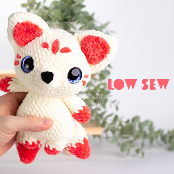 Kitsune Low-Sew Amigurumi Crochet Pattern • US terms PDF
