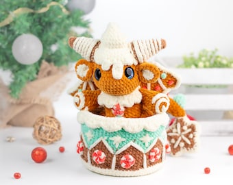 Gingerbread Dragon Amigurumi Crochet Pattern US Terms PDF