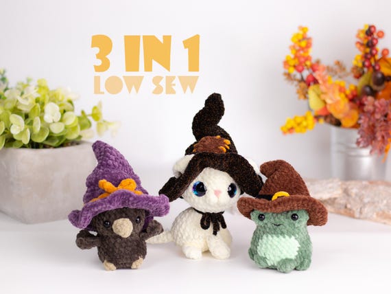 Witchling Familiars Low-Sew Amigurumi Crochet Pattern • US terms PDF