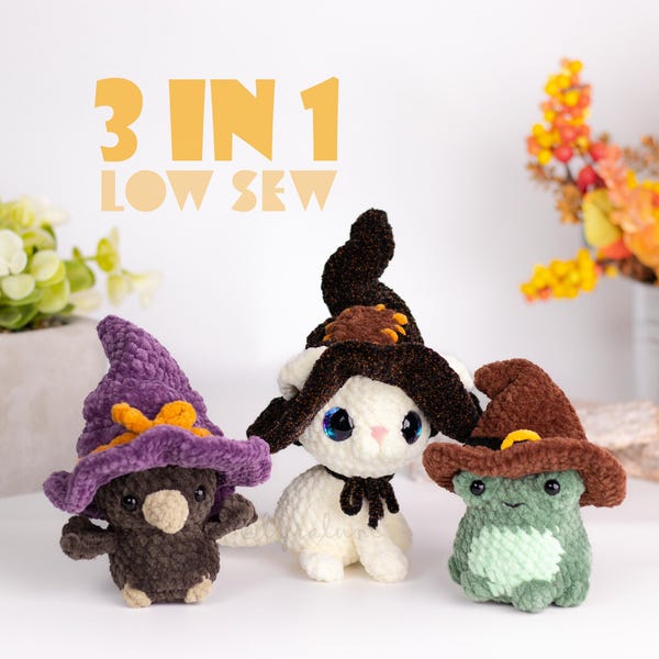 Witchling Familiars, motif amigurumi à couture basse • Termes américains PDF