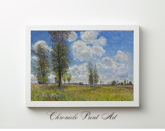 Impressionist Landscape Oil Painting, Impressionism Wall Art, Spring Flower Landscape Print, Downloadable Printable Summer Landscape