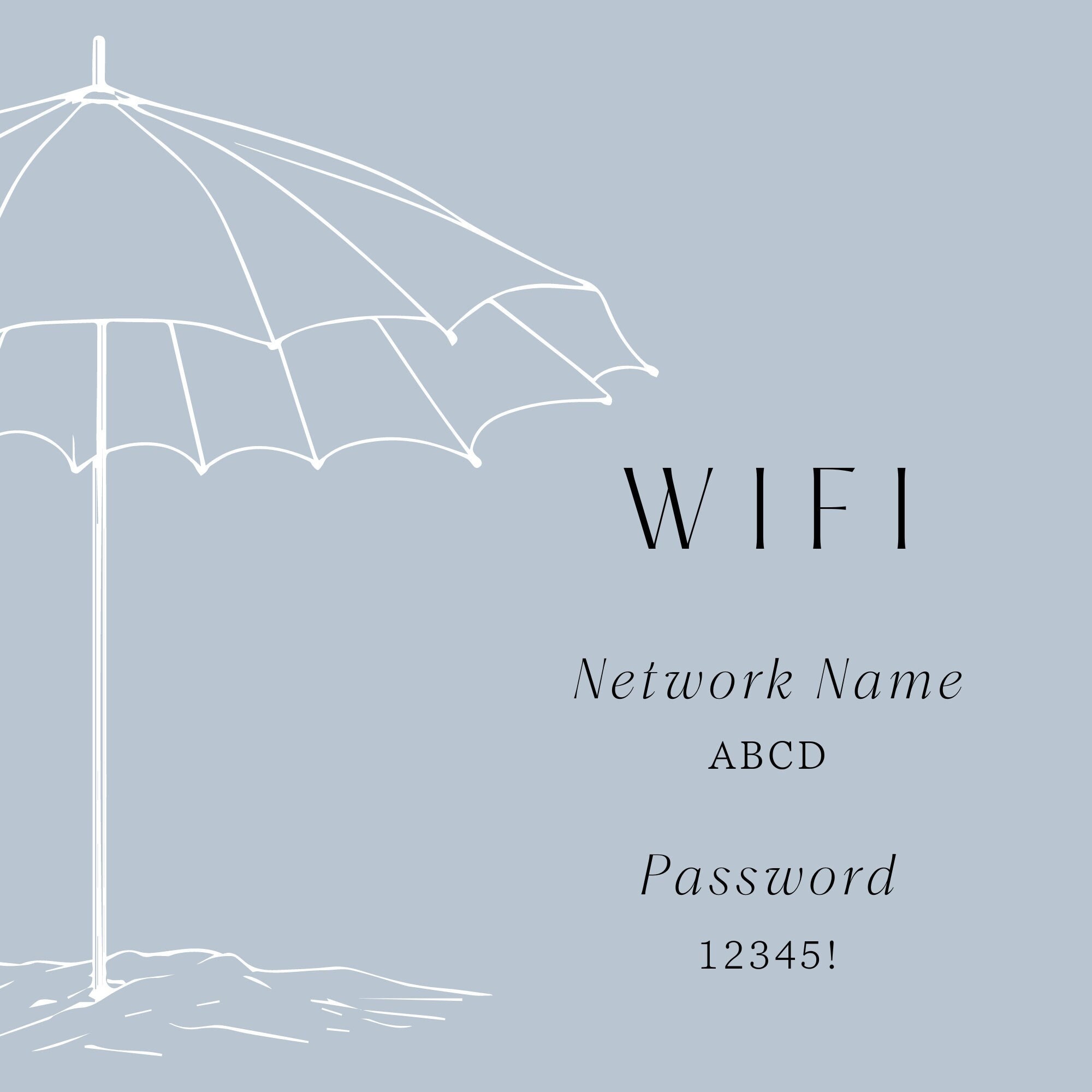 4x4 Passcode Wifi Password Sign Printable, 4x4 Editable Wifi Sign Template - Etsy