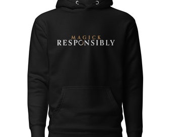 Noir luxe intelligent occulte magie responsable drôle Slogan brodé unisexe coton sweat à capuche Ouroboros cadeau magique spirituel