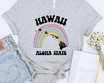 Hawaii Aloha State Rainbow Short Sleeve Tee