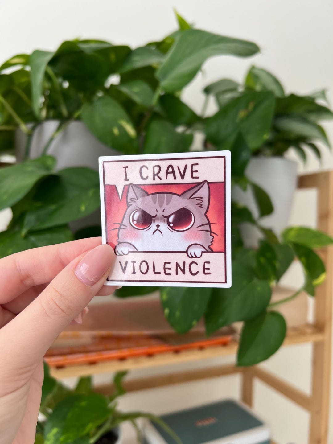 Funny Angry Cat Laminated Sticker - Etsy