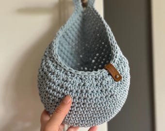 Gehäkelter Aufbewahrungskorb hängend, Korb zum Aufhängen, Korb, Geschenk, Baumwolle, Badezimmer, Flur, Kinderzimmer, Garderobe