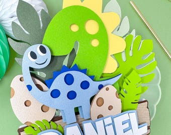 Cute Cardstock Dinosaur Cake Topper, Dino Birthday Party