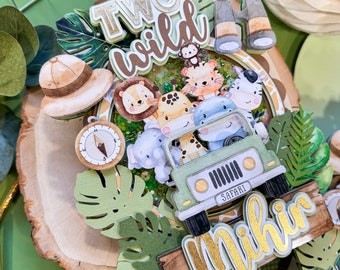 Safari Cake Topper: Wild Birthday Theme, Cardstock