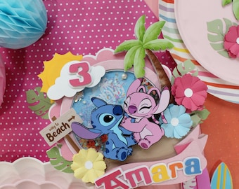 Angel & Stitch Birthday Cake Topper