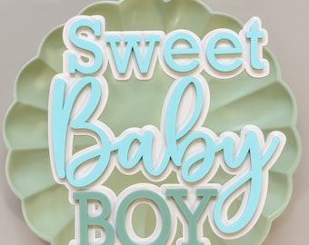 Sweet Baby Boy Cake Topper, Acrylic Topper