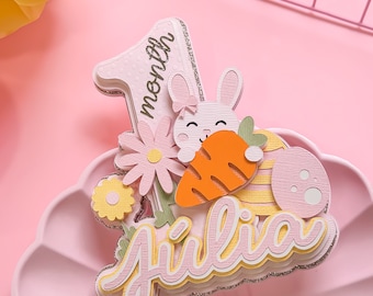 Bunny Birthday Cake Topper: Cardstock Party Decor