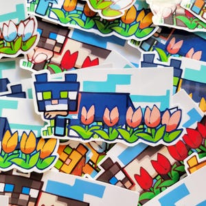 Naklejka Kitty Cat | Nieoficjalna naklejka z motywem Minecraft | Wodoodporna naklejka winylowa ręcznie robiona, 3 cale / 7,5 centymetra