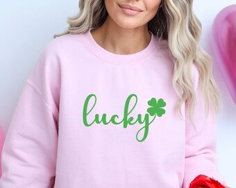Lucky Shamrock Sweatshirt, St Patty's Shirt, Saint Patricks Pullover,Women's Lucky Crewneck ,Women's St Patricks Day Sweatshirt, Lucky Shirt