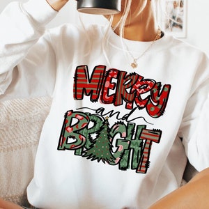 Merry and Bright Sweatshirt,Christmas Sweatshirt,Womens Christmas Shirt,Christmas Sweatshirts for Women,Merry Christmas Shirt,Christmas Gift