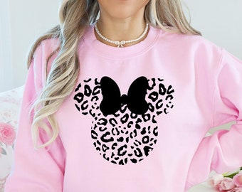 Minnie Leopard Ears Sweatshirt, Safari Sweatshirt, Minnie Leopard, Disney Sweatshirt, Cheetah Minnie, Animal Kingdom, Minnie Sweatshirt