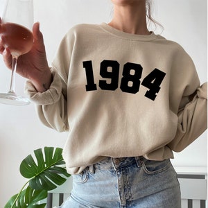 1984 Sweatshirt, 1984 College Style Number Sweater, 1984 Birthday Year Number Sweat for Women, Birthday Gift, 40th Birthday Sweatshirt