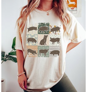 Comfort Colors Boho Pig Shirt, Retro Pet Pigs Hoodie, Floral Farmhouse Shirt, Farm Girl Crewneck Sweatshirt,Womens Fall Shirt, Boho Pig Farm