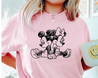 Comfort Color Mickey and Minnie Shirt, Disney Trip Sweatshirt, Gift For Couples, Lovely Sweatshirt, Valentines Day , Animation Mickey Mouse