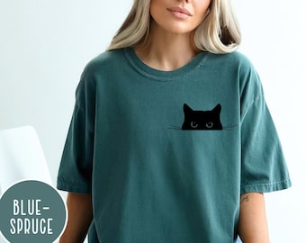 Comfort Colors Black Cat Shirt, Cat Shirt, Cute Kitty Tee, Kitten T-shirt, Gift for Cats Lover, Cat Mom Shirt,Cat Shirt Women,Cat Shirt Kids