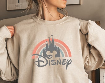 Disney Rainbow Castle Sweatshirt, Disney Vintage Shirt, Disney Castle Shirt, Disney Family Sweater, Disney Retro T-Shirt, Disneyland Shirt