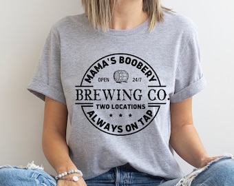 Camiseta de Brewing Co, Sudadera divertida de cuello redondo para amamantar, Jersey Boobery de mamá, Sudadera divertida de mamá, Sudadera del Día de la Madre, Navidad