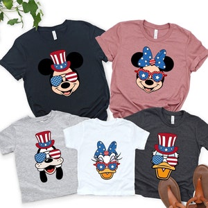 Chemise Disney 4 juillet, personnages Disney 4 juillet, chemise Mickey 4 juillet, chemise Mickey et ses amis 4 juillet, chemise Disney USA