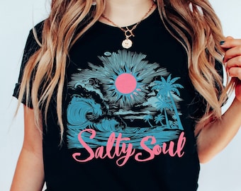 Summer Salty Soul Shirt, Trendy Summer Shirt, Beach T Shirt, Beach vibes Shirt, Aesthetic Summer Shirt, Trendy Summer Shirt