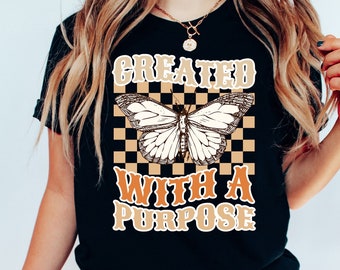 Created With A Purpose Shirt, Christian Shirt, Summer T Shirt With Bible Verse, Jesus Shirt, Christian Apparel, Beach Shirt, Religous Shirt