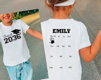 Back To School Shirt, Class of 2036 Shirt Handprint, Grow With Me Shirt, Handprint Shirt For Preschool to 12th, Hand Print Graduation Tee