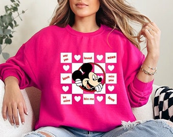 Disney Mickey  Love Valentine Sweatshirt, Mickey  Valentines Shirt, Kiss Love Valentine Shirt,Valentine Matching Sweater,Gift For Girlfriend