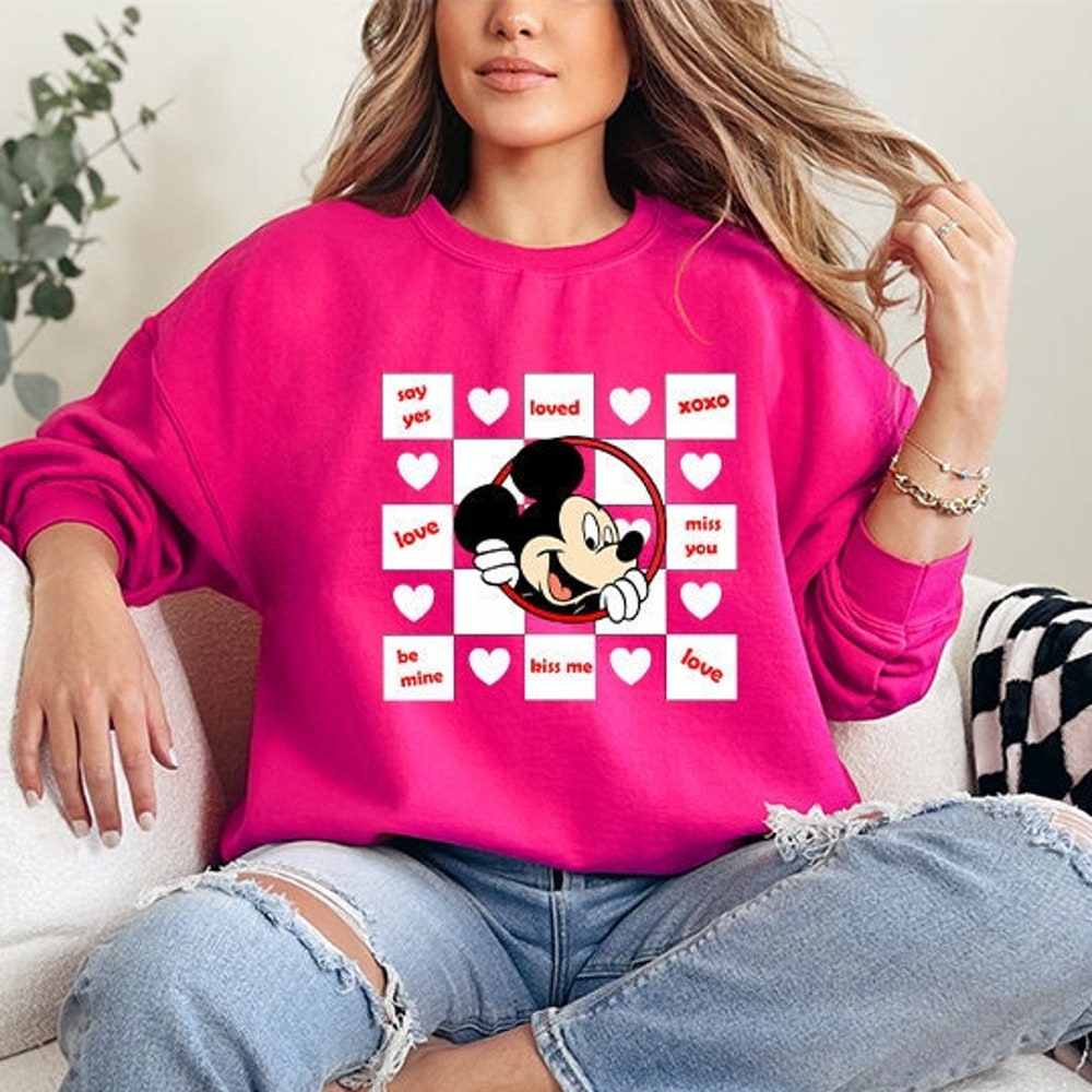 Disney Mickey Love Valentine Sweatshirt, Mickey Valentines Shirt, Kiss Love Valentine Shirt,Valentine Matching Sweater,Gift For Girlfriend Shop24Hs Vibe