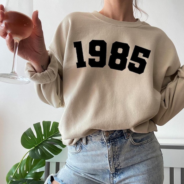 1985 Sweatshirt, 1985 College Style Number Sweater, 1985 Birthday Year Number Sweat for Women, Birthday Gift, 40th Birthday Sweatshirt