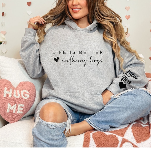 Life is Better With My Boys Sweatshirt, Mom of Boys Sweatshirt, Mom of Boys Crewneck, Boy Mama Shirt, Boy Mama Gift, Mom of Boys Shirt