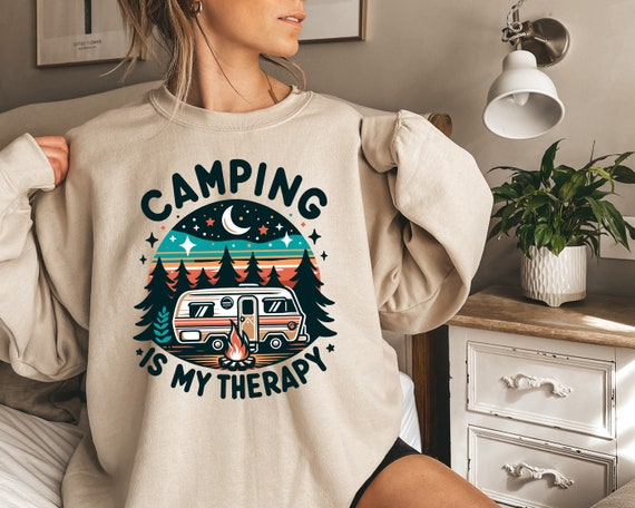 Camping Is My Therapy Sweatshirt, Funny Camping Shirt, Camp Lover Gift, Happy Camper Shirt, Camping Crew Shirt, Group Camping Tees