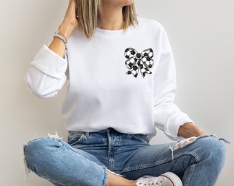 Camisa de bolsillo de fútbol retro, sudadera con lazo de fútbol Coquatte, camisa con lazo de fútbol de coqueta de otoño, camiseta con lazo de fútbol, camiseta de mamá de fútbol, camiseta del día del juego