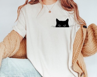 Black Cat Shirt, Cat Shirt, Cute Kitty Tee, Kitten T-shirt, Gift for Cats Lover, Cat Mom Shirt, Cat Shirt Women,Cat Shirt Kids,Cat Mom Shirt