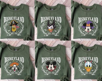 Vintage Disneyland Halloween All Characters Sweatshirt, Mickey And Friends Halloween Shirt,Disney Family Halloween Shirt,Halloween Party Tee