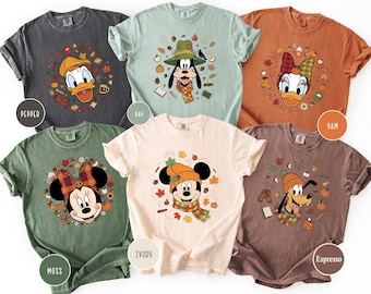 Comfort Colors Mickey and Friends Fall Shirt,Autumn Disney Bow Shirt,Cozy Season Mickey Shirt,Family Vacation Shirt,Mickey Minnie Fall Shirt