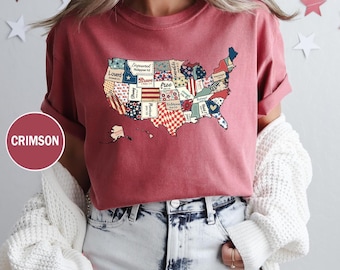Comfort Colors Retro America USA Map Shirt,Bible Verse USA Map Shirt,American Girl Shirt,Independence Shirt,4th of July Shirt,American Shirt
