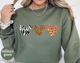 Disney Animal Safari Kingdom Sweatshirt, Mickey Head Cheetah Shirt, Disney Mickey Leopard Shirt, Disney Family Vacation Shirt, Disney Safari