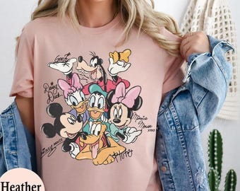Retro Mickey and Friends Signatures Shirt, Magical Shirt, Disney Characters Shirt, Mickey & Co Gift, Disney Shirt, Disney Mouse Head Shirt