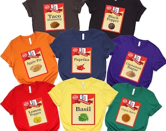 Chemise de costume d'Halloween Spice Girl, Spice Girl Halloween assortie, Chemise de groupe d'Halloween Spice Girl, Déguisements fille, Chemise d'assaisonnement alimentaire
