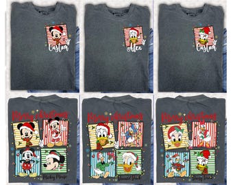 Comfort Colors Custom Name Merry Christmas Family Shirts,Christmas All Characters Shirt,Christmas Group Tee,Disneyland Family Matching Shirt