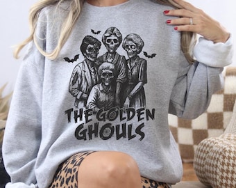 The Golden Ghouls Halloween Sweatshirt, The Golden Girls Shirt, Trendy Spooky Vibes Halloween Shirt, Halloween Tee, Golden Girls Lover Shirt