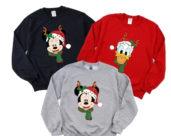 Disney Family Christmas Shirt, Group Christmas Matching Shirt, Disney Character Christmas Shirt, Xmas Youth Sweatshirt,Long Sleeve Shirt