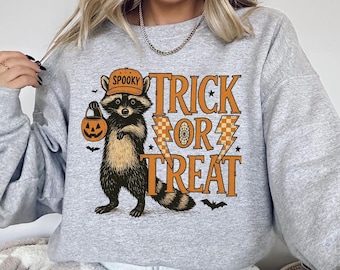 Sweatshirt raton laveur Trick Or Treat, chemise d'Halloween raton laveur, chemise Trick or Treat raton laveur, chemise Halloween meme, chemise meme raton laveur